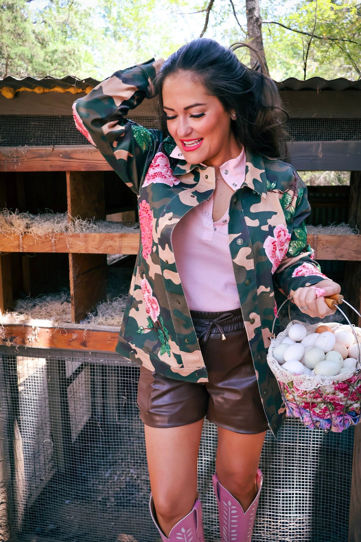 Brown Vegan Leather Shorts