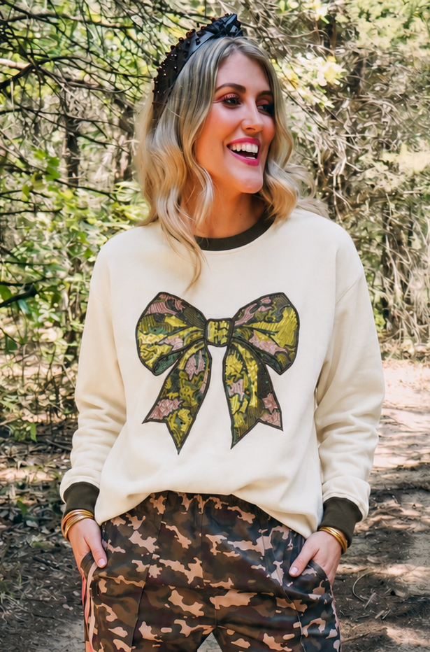 Sequin Camo Bow Sweatshirt
